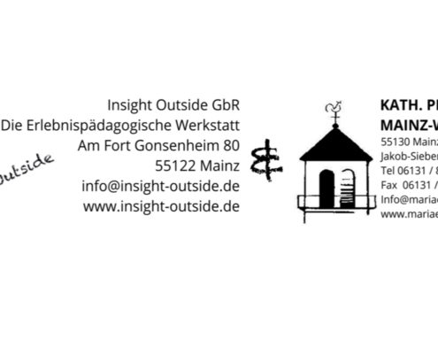 Logos und Adressen von Insight Outside und der kath. Pfarrgemeinde Mainz-Weisenau